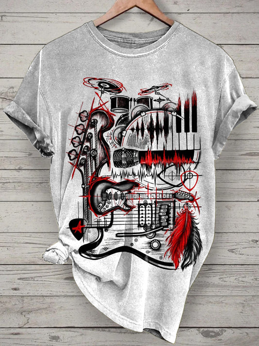 Unisex Punk Music Printed Vintage Fashion Loose Short Sleeve T-Shirt