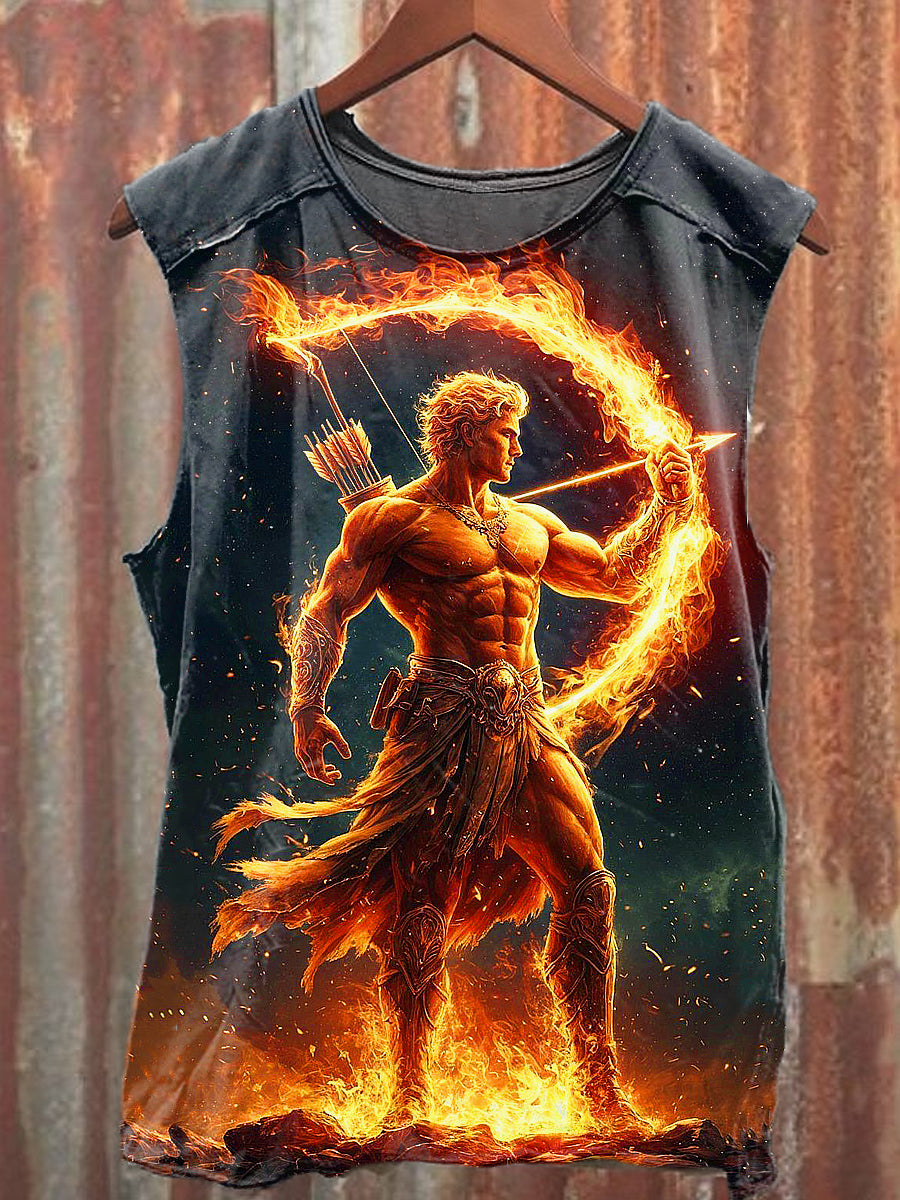 Men's Casual Flame Shooter Printed Tank Top