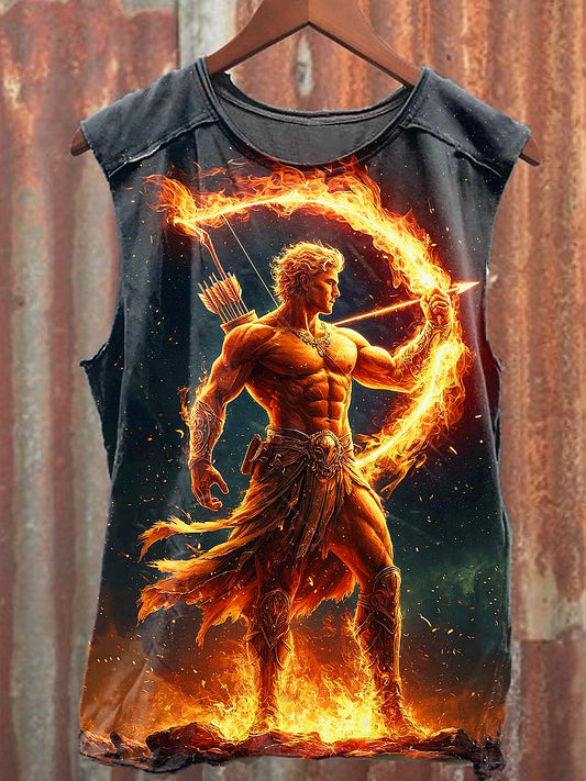 Men's Casual Flame Shooter Printed Tank Top