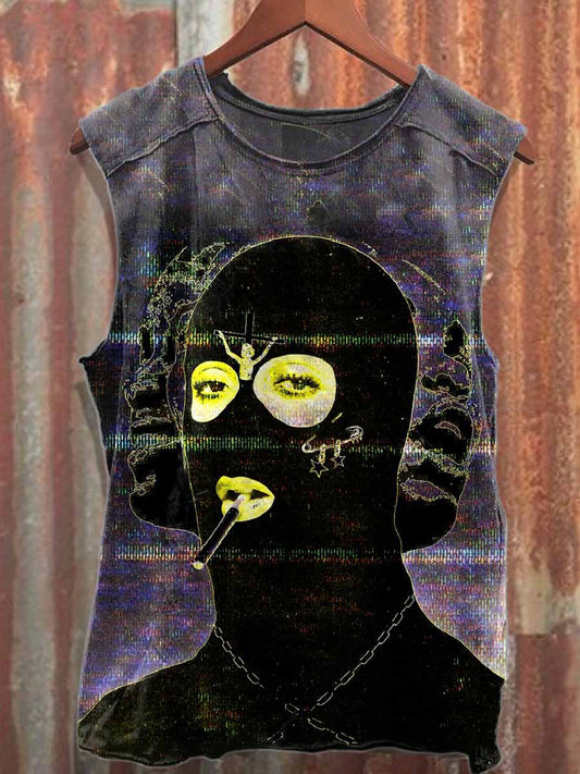 Fantasy Graffiti Print Cotton Loose Tank Top