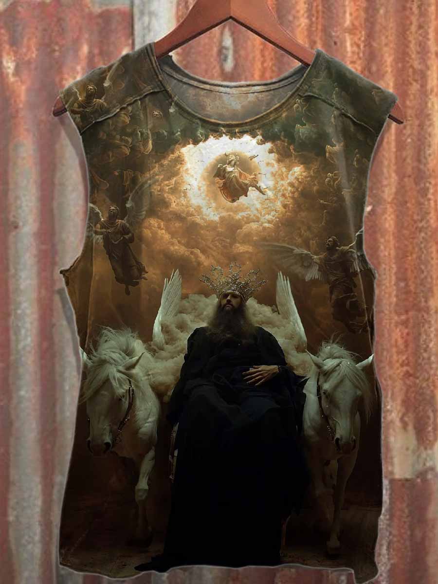 Fantasy Graffiti Print Cotton Loose Tank Top
