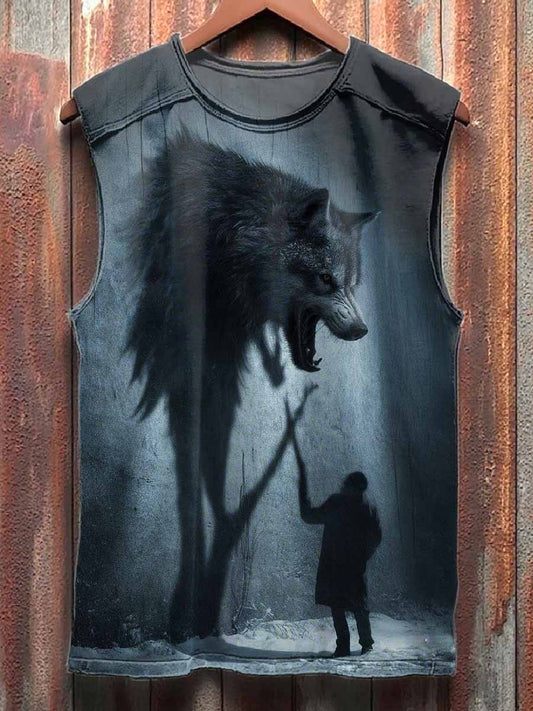 Vintage Dark Graffiti Print Cotton Loose Tank Top