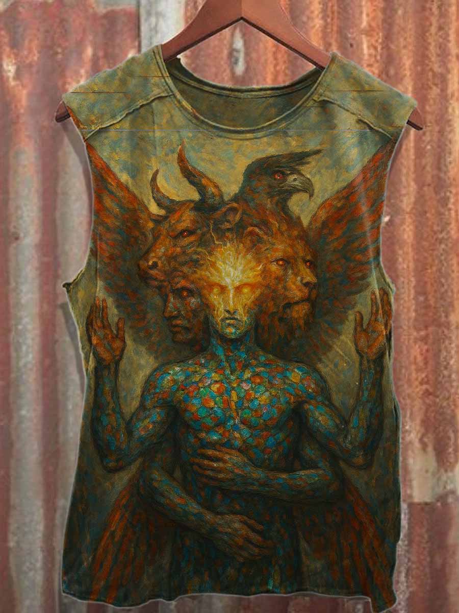 Fantasy Graffiti Print Cotton Loose Tank Top