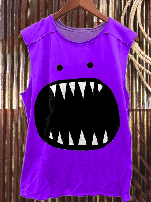 Fantasy Graffiti Print Cotton Loose Tank Top