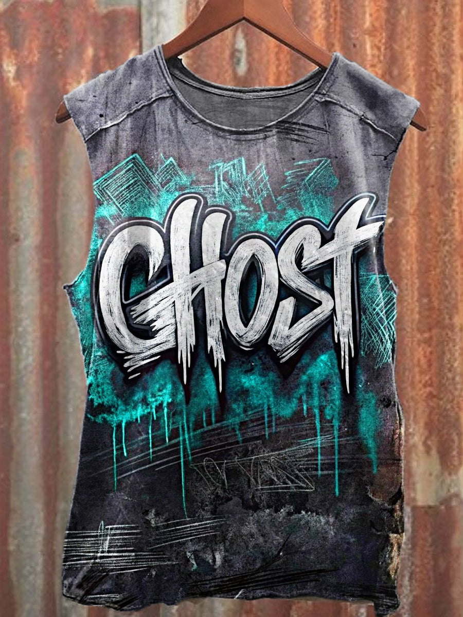 Men's Casual Ghost Graffiti Printed Tank Top