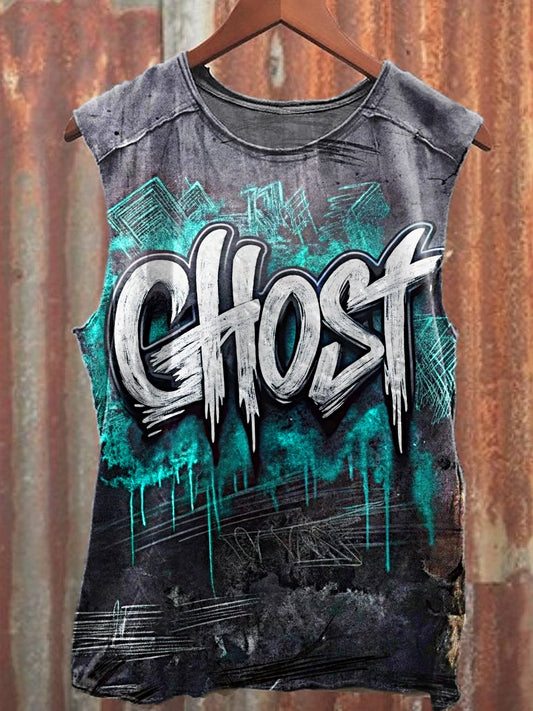 Men's Casual Ghost Graffiti Printed Tank Top