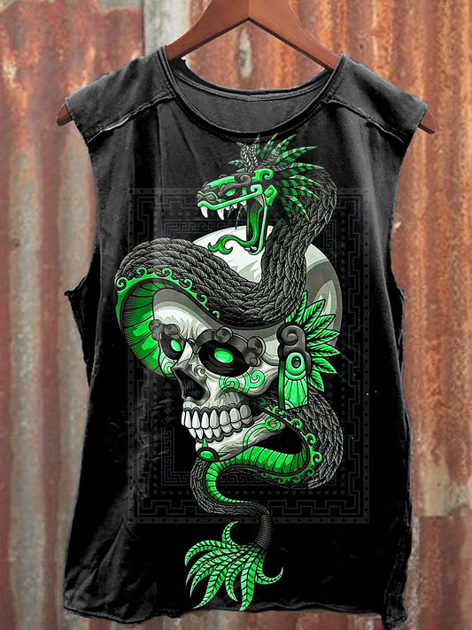 Men's Casual Skull And Snake Printed Tank Top
