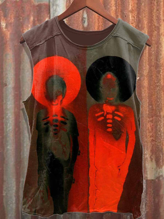 Retro Graffiti Print Casual Cotton Tank Top