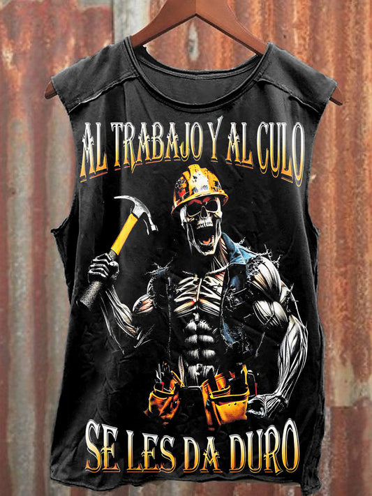 Men's Casual Muscle Skeleton Printed Tank Top