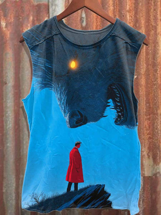 Retro Graffiti Print Casual Cotton Tank Top
