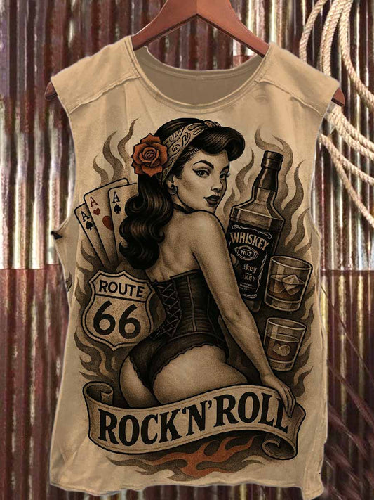 Retro Graffiti Print Casual Cotton Tank Top