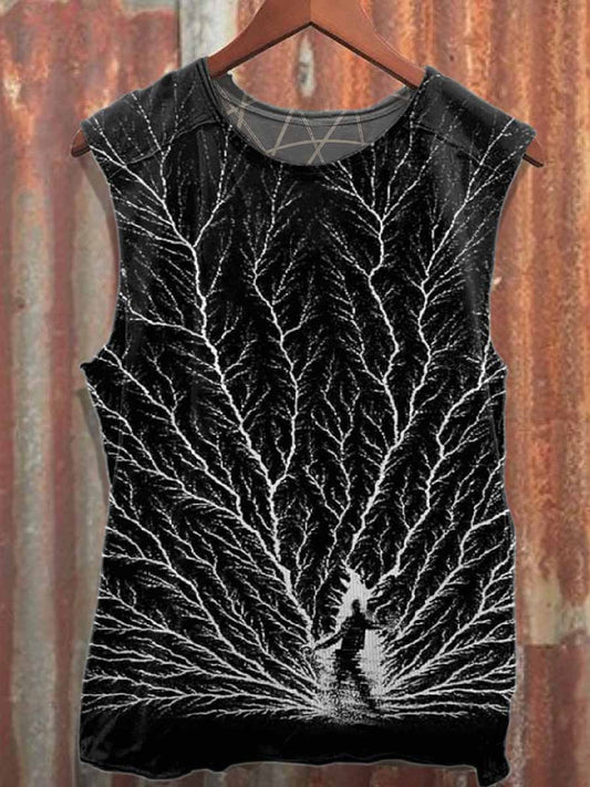 Retro Graffiti Print Casual Cotton Tank Top