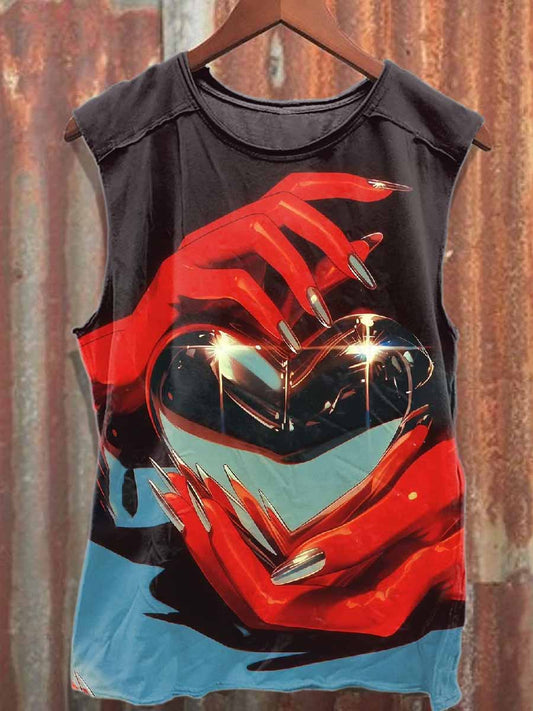 Retro Graffiti Print Casual Cotton Tank Top