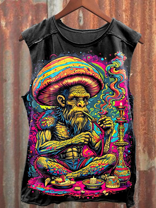 Men's Casual Colorful Psychedelic Graffiti Printed Tank Top