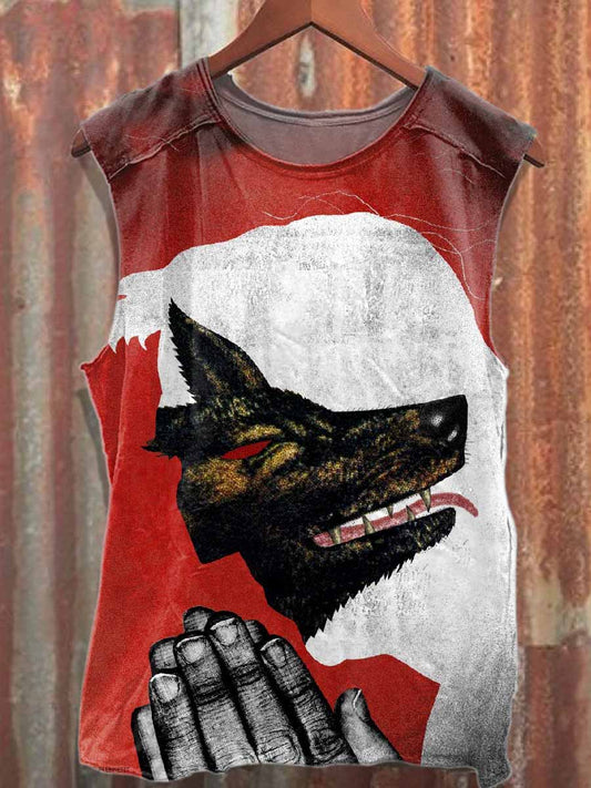 Retro Graffiti Print Casual Cotton Tank Top