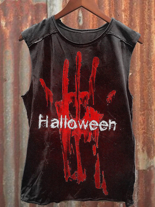Men's Casual Halloween Blood Printed Tank Top