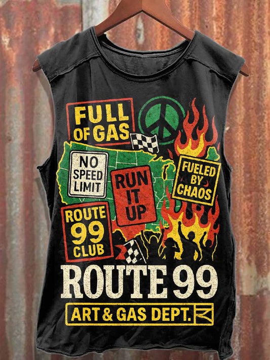 Retro Graffiti Print Casual Cotton Tank Top