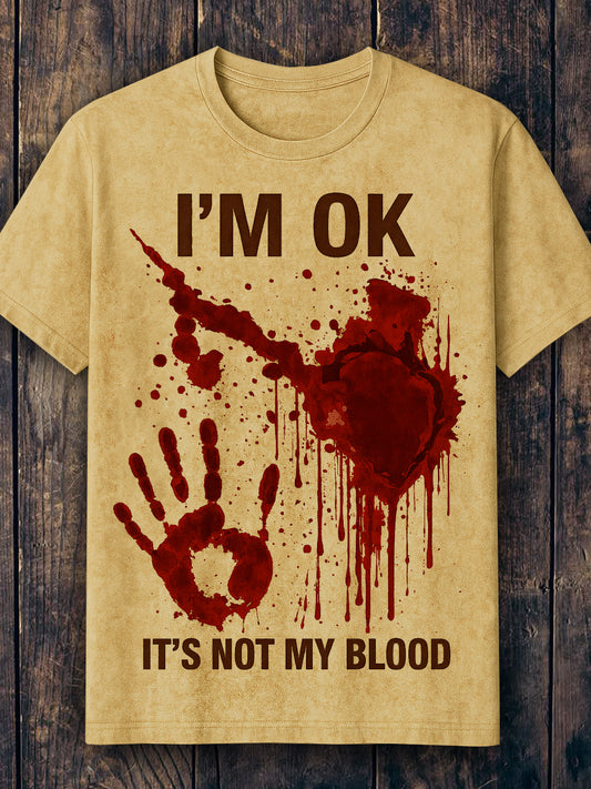 Unisex Halloween Blood Printed Vintage Fashion Loose Short Sleeve T-Shirt
