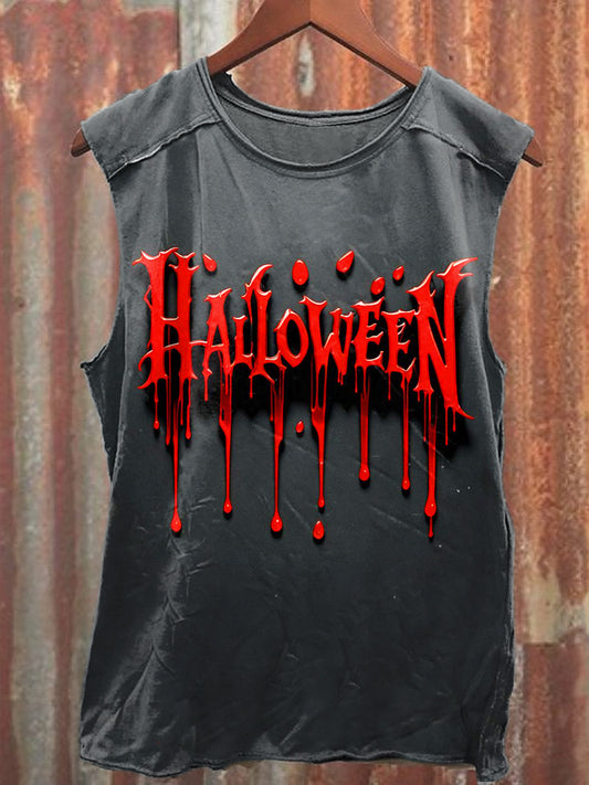 Men's Casual Halloween Blood Printed Tank Top