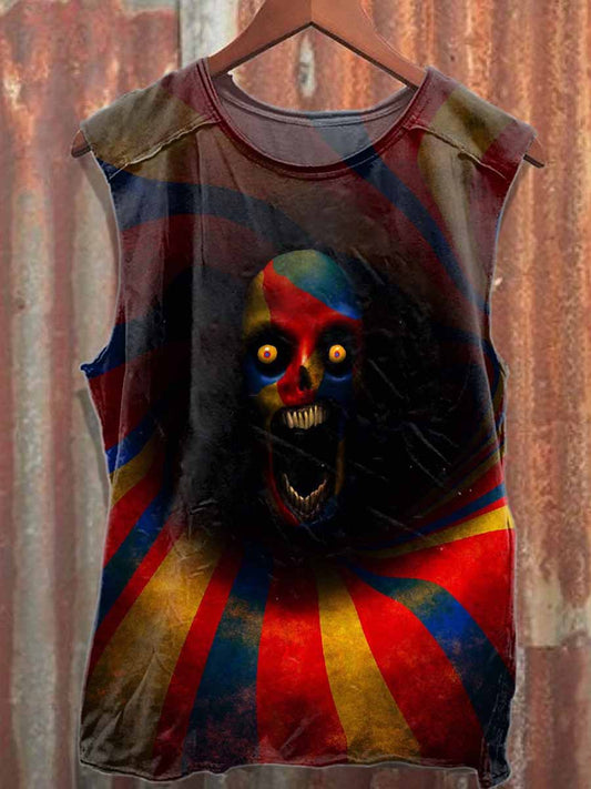 Retro Graffiti Skull Print Casual Cotton Tank Top