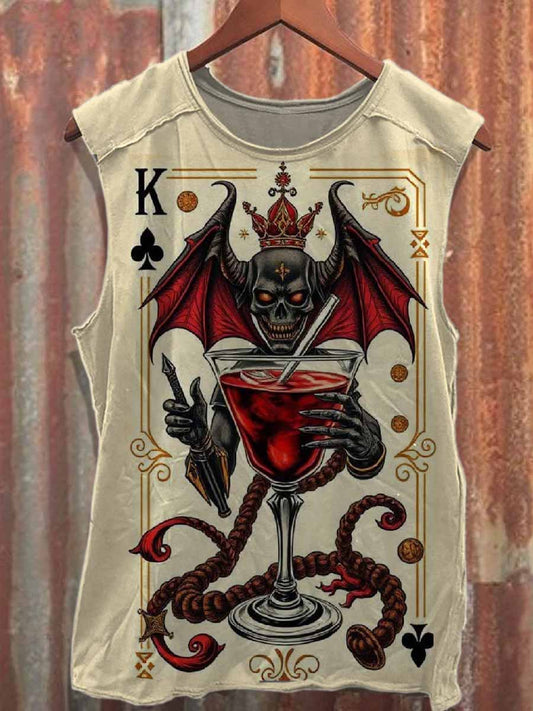 Dark Jesus Print Casual Cotton Tank Top