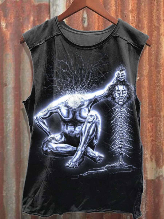 Retro Graffiti Print Casual Cotton Tank Top