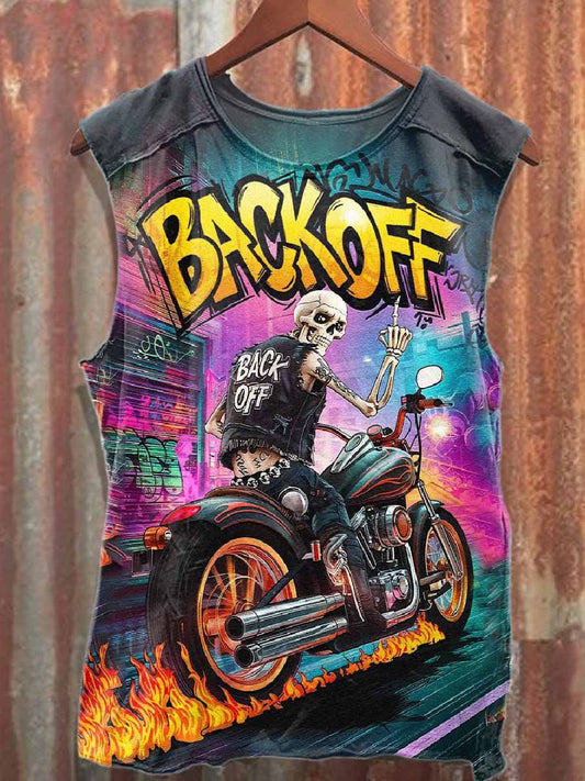 Retro Graffiti Skull Print Casual Cotton Tank Top