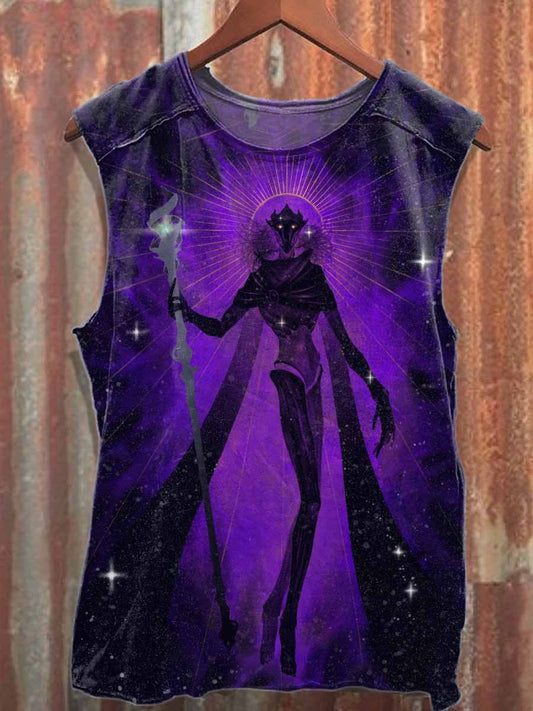 Retro Graffiti Print Casual Cotton Tank Top