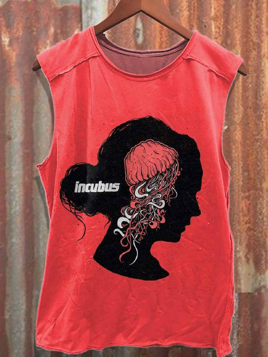 Retro Graffiti Print Casual Cotton Tank Top