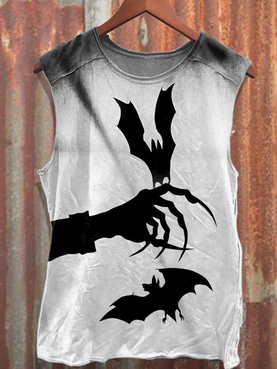 Dark Bat Printed Casual Cotton Tank Top