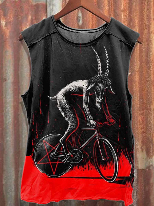 Retro Graffiti Print Casual Cotton Tank Top