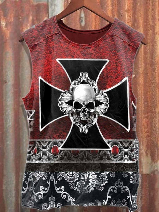 Retro Graffiti Print Casual Cotton Tank Top