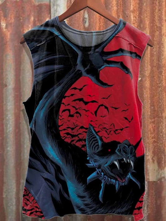 Dark Bat Printed Casual Cotton Tank Top