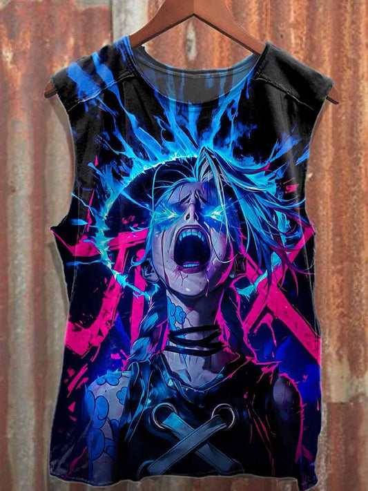 Retro Graffiti Print Casual Cotton Tank Top
