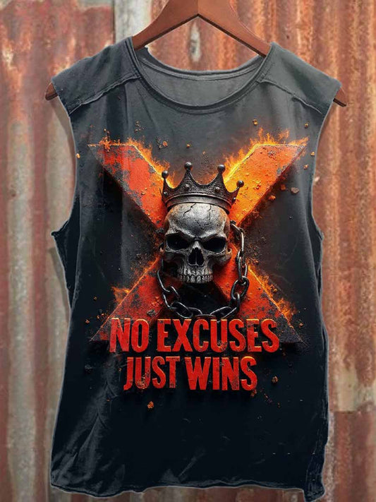 Vintage Skull Embellished Cotton Tank Top
