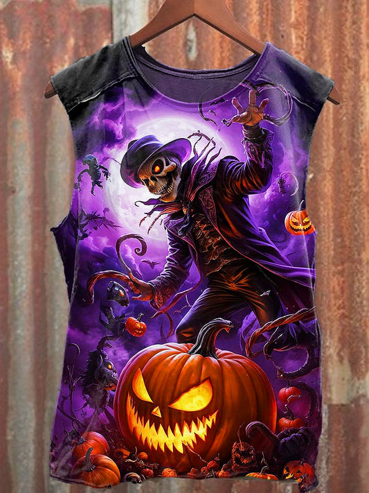 Men's Casual Halloween Skull Printed Tank Top