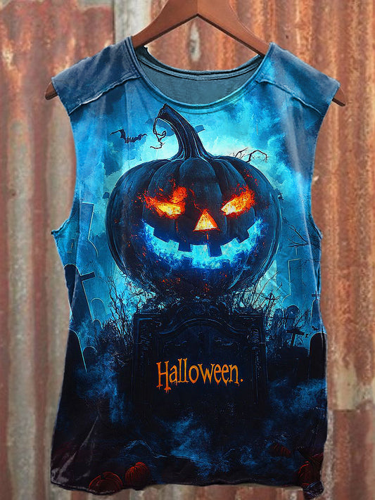 Men's Casual Halloween Pumpkin Printed Tank Top