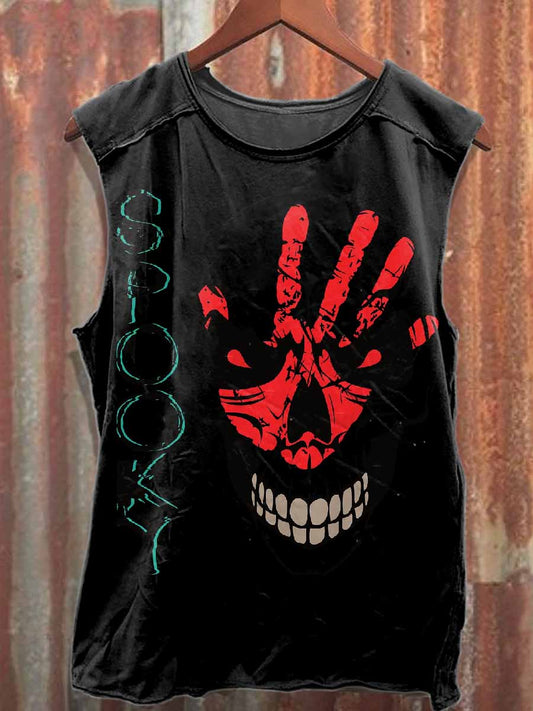 Dark Skull Print Cotton Tank Top