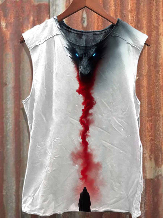 Retro Graffiti Print Cotton Tank Top