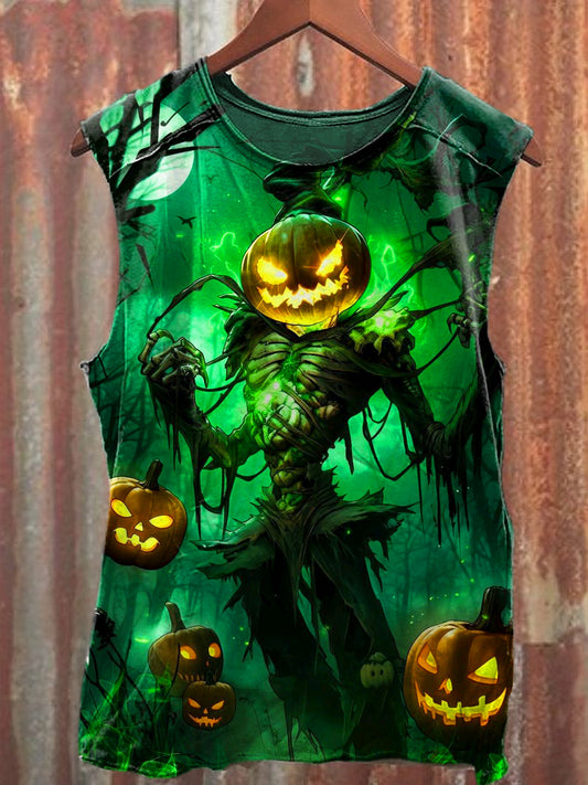 Men's Casual Halloween Pumpkin Printed Tank Top