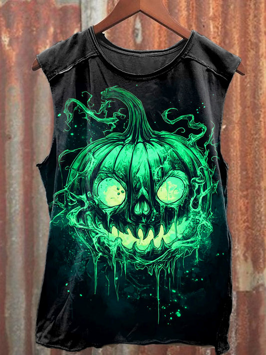 Men's Casual Halloween Pumpkin Printed Tank Top