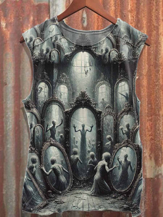 Vintage Skull Embellished Cotton Tank Top