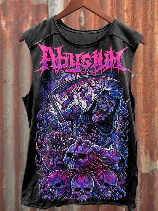 Men's Casual Skeleton Graffiti Printed Tank Top