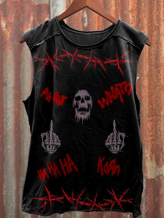 Men's Casual Halloween Skull Printed Tank Top