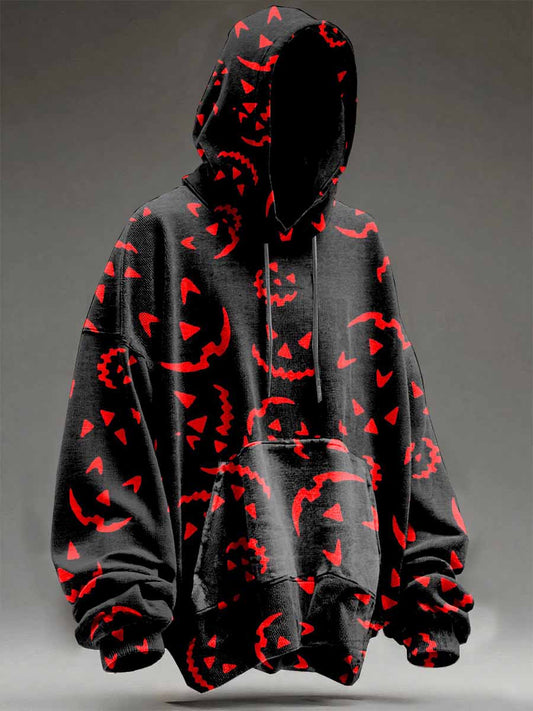 Unisex Retro Halloween Pumpkin Face Hoodie Sweatshirt