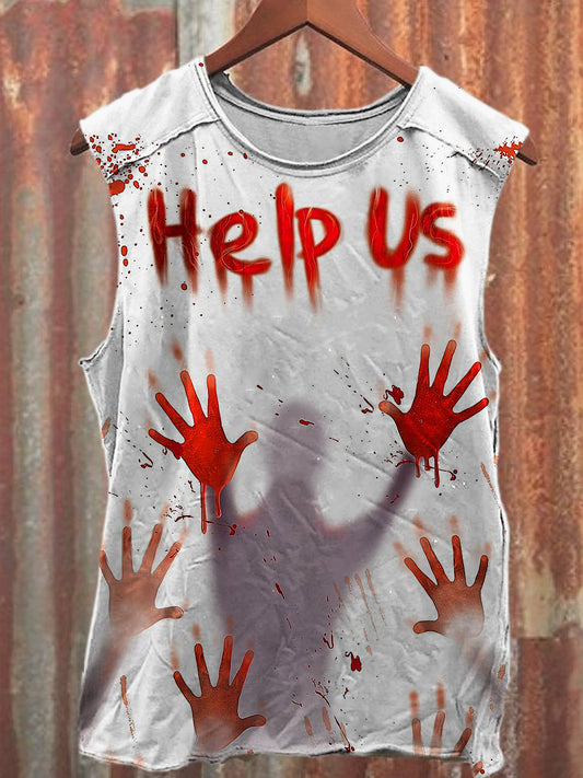 Men's Casual Halloween Blood Printed Tank Top