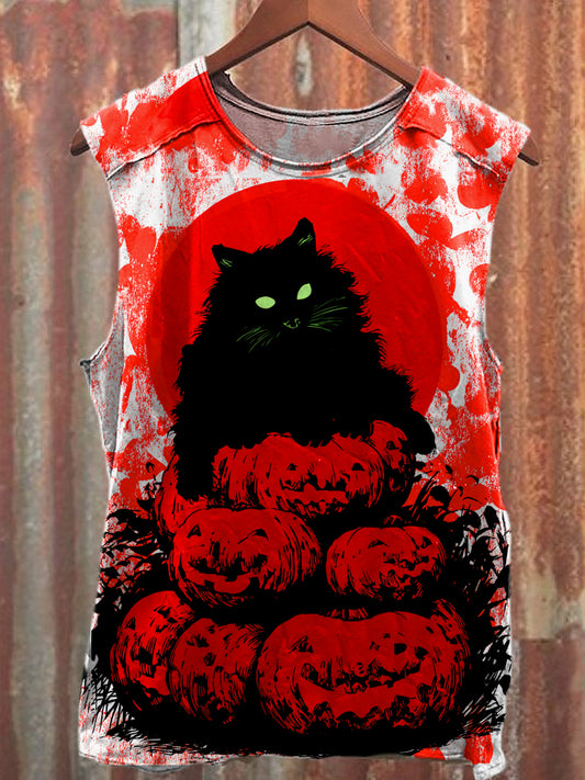 Men's Casual Halloween Blood Pumpkin Printed Tank Top
