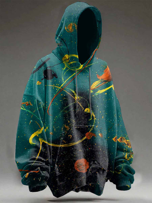 Fashionable Graffiti Art Print Casual Hooded Sweatshirt