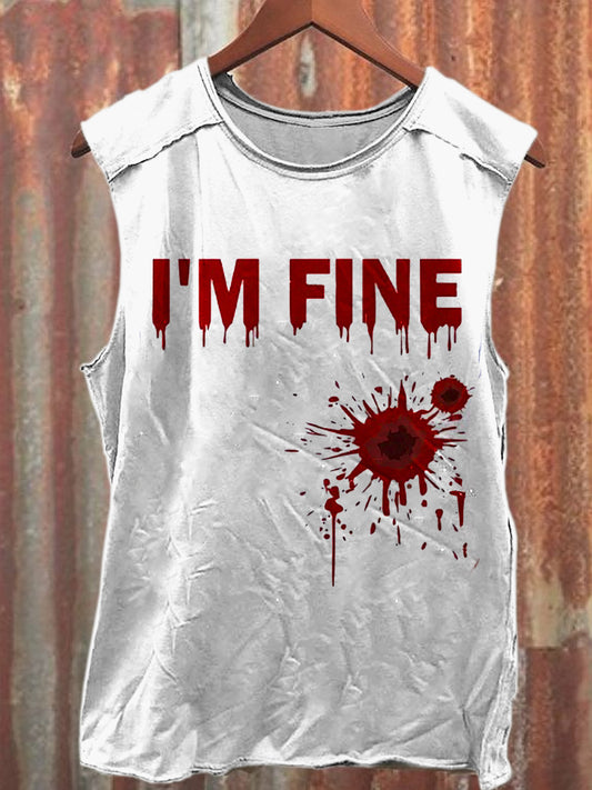 Men's Casual Halloween Gothic Blood Printed Tank Top