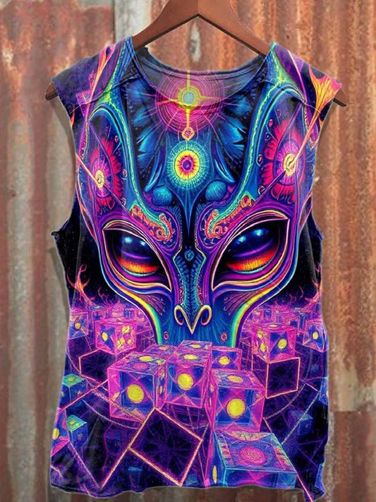 Fantasy World Alien Print Cotton Tank Top